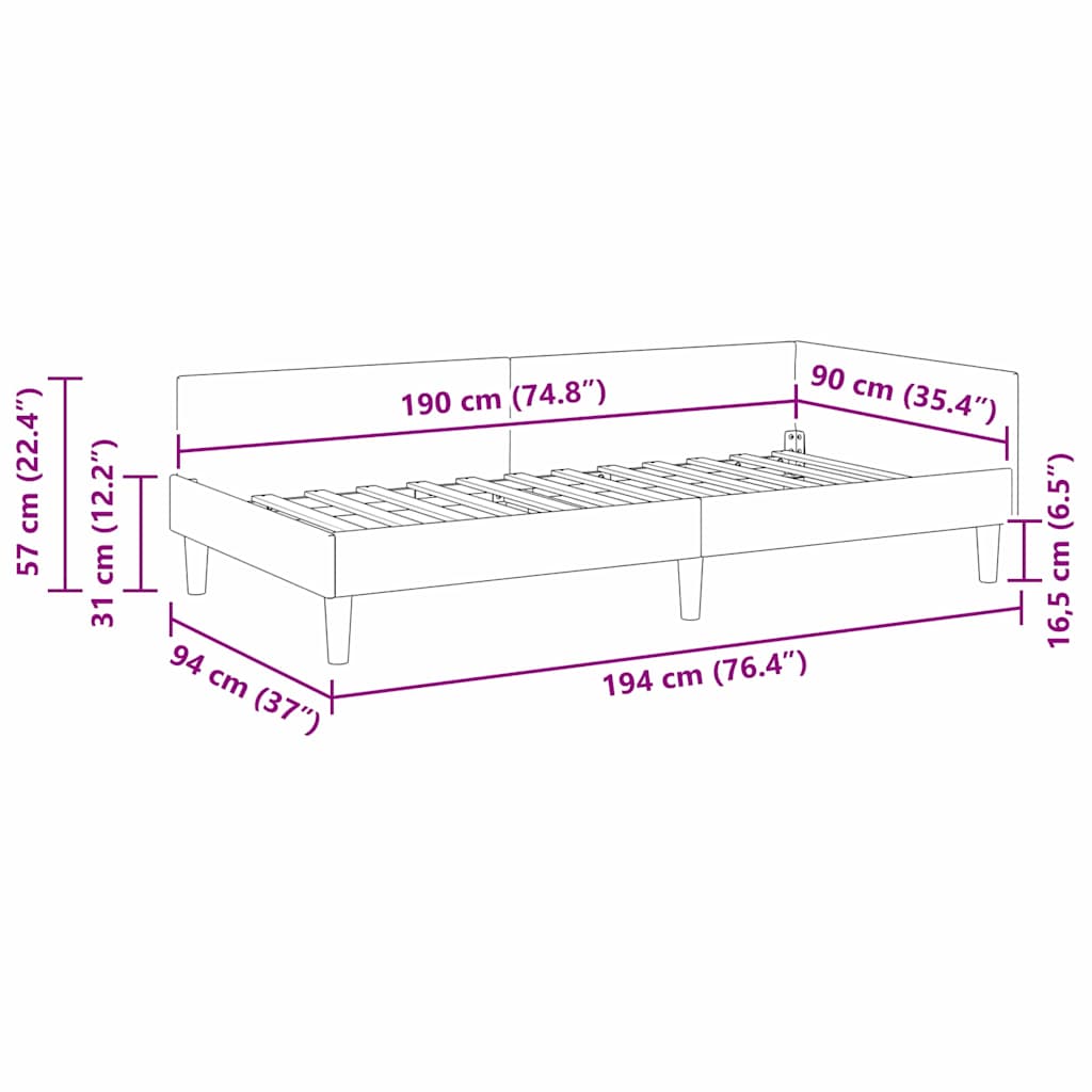 Modern Corner Bed Frame with Headboard Dark grey Fabric - Soft