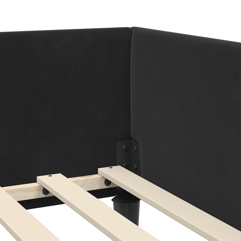 Elegant Corner Bed Frame Black Velvet and Engineered wood - High