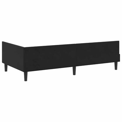 Elegant Corner Bed Frame Black Velvet and Engineered wood - High