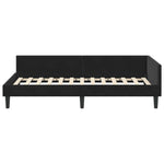 Elegant Corner Bed Frame Black Velvet and Engineered wood - High