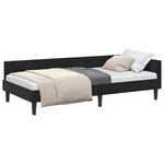 Elegant Corner Bed Frame Black Velvet and Engineered wood - High