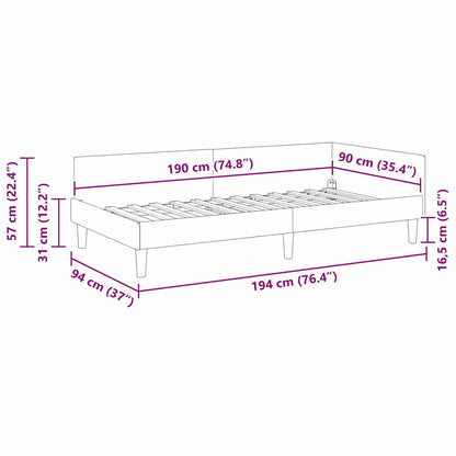 Elegant Corner Bed Frame Black Velvet and Engineered wood - High