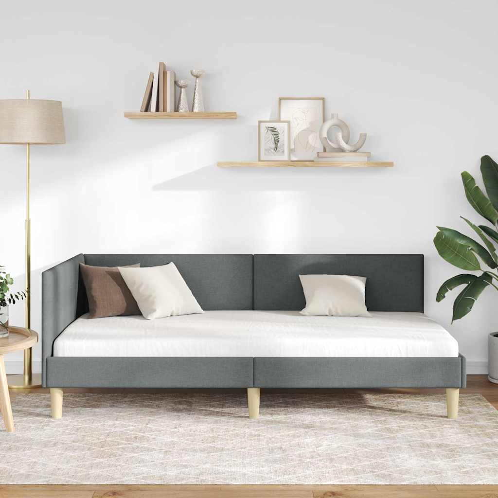 Versatile Corner Bed Frame Other with Headboard Dark grey