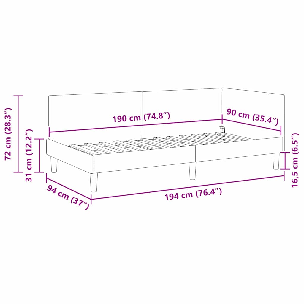 Versatile Corner Bed Frame Other with Headboard Dark grey