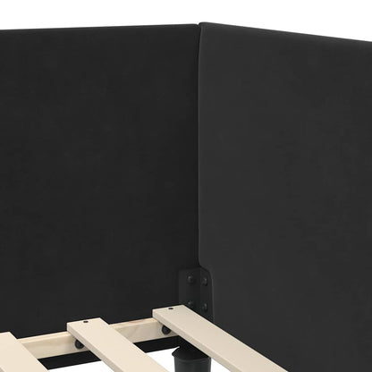 Elegant Corner Bed Frame Black Velvet and Engineered wood