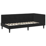 Elegant Corner Bed Frame Black Velvet and Engineered wood
