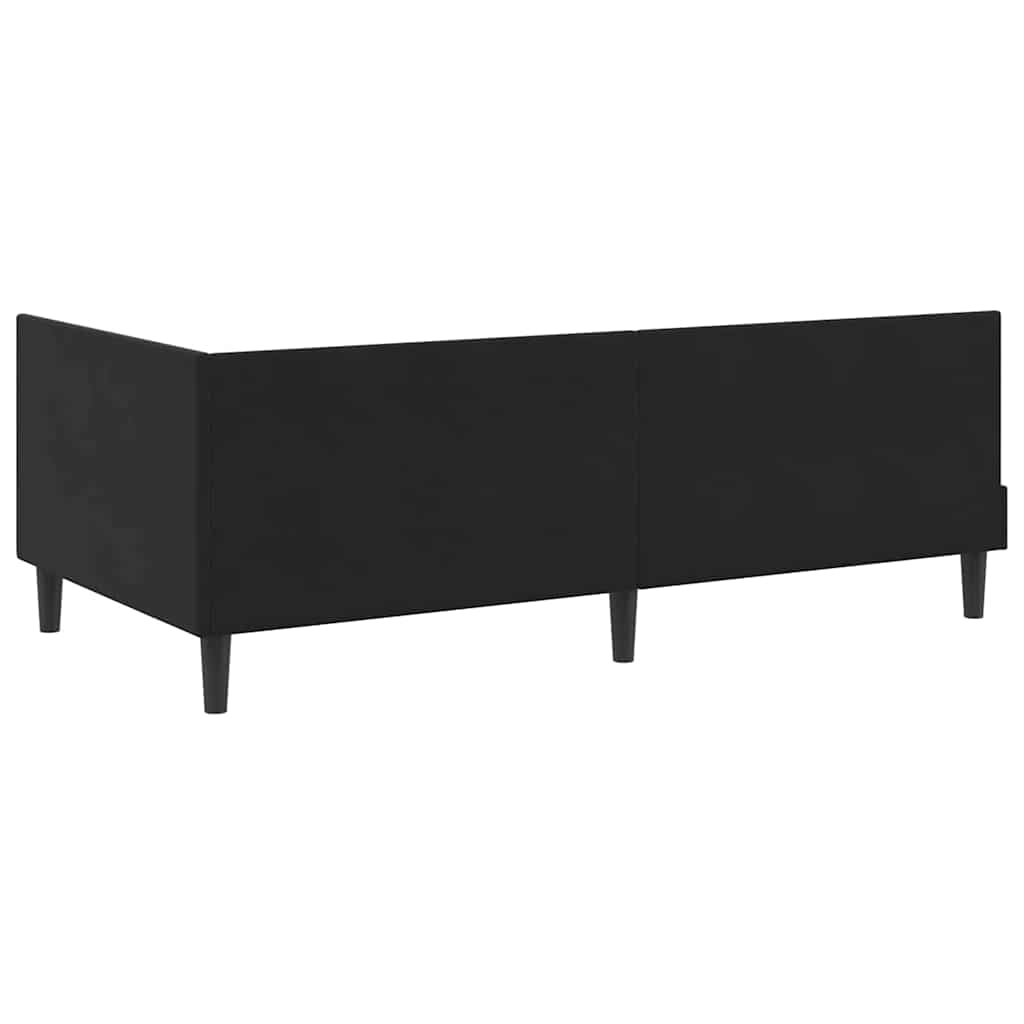 Elegant Corner Bed Frame Black Velvet and Engineered wood