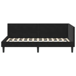 Elegant Corner Bed Frame Black Velvet and Engineered wood