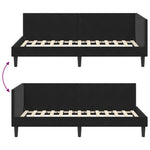 Elegant Corner Bed Frame Black Velvet and Engineered wood