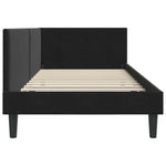 Elegant Corner Bed Frame Black Velvet and Engineered wood