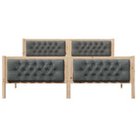 Dark Grey Bed Frame with Upholstered Headboard Solid Pine Wood King Size