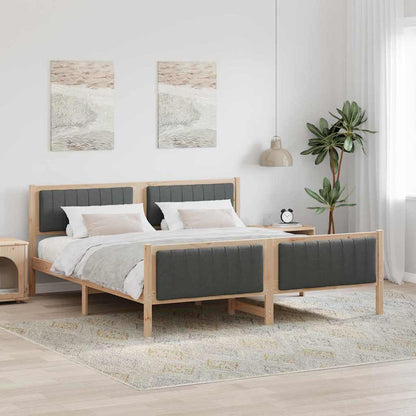Brown and Dark Grey Platform Bed Frame for Queen Mattress