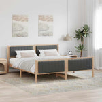 Brown and Dark Grey Platform Bed Frame for Queen Mattress