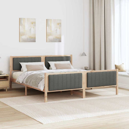 Brown and Dark Grey Platform Bed Frame for Queen Mattress