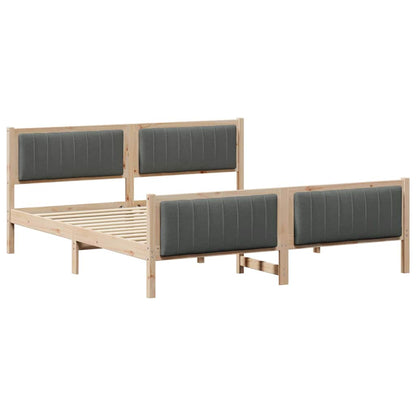 Brown and Dark Grey Platform Bed Frame for Queen Mattress