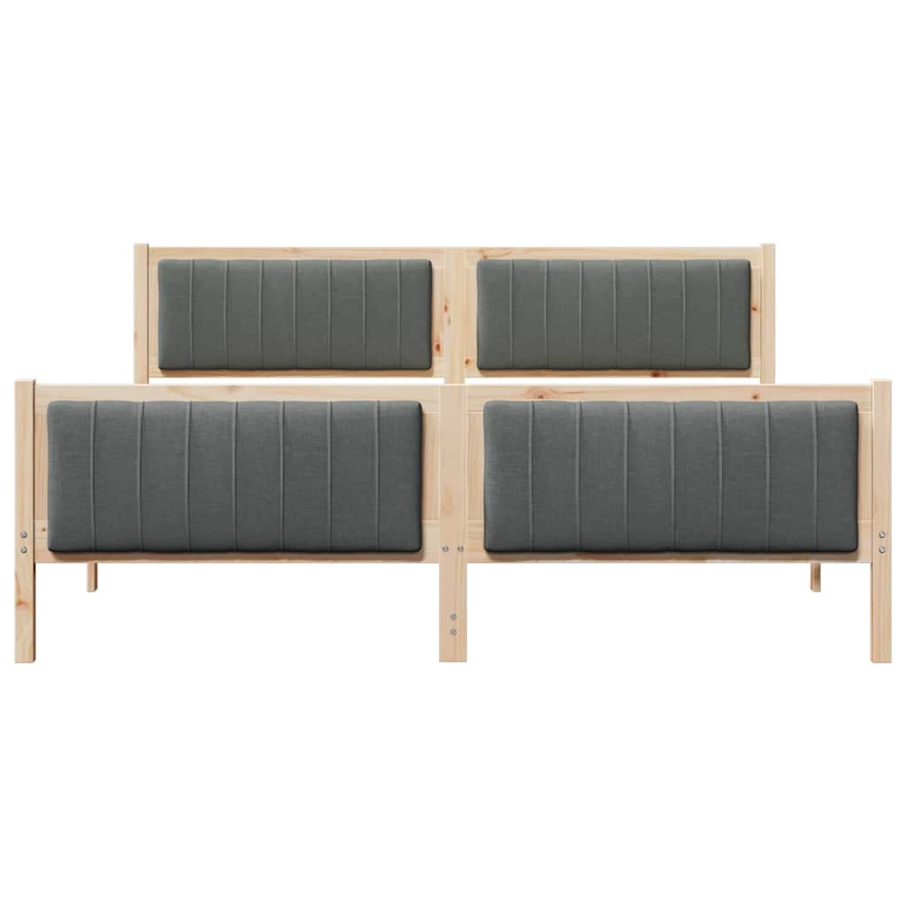 Brown and Dark Grey Platform Bed Frame for Queen Mattress
