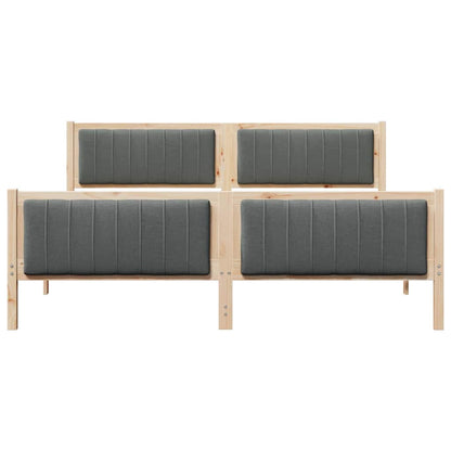 Brown and Dark Grey Platform Bed Frame for Queen Mattress