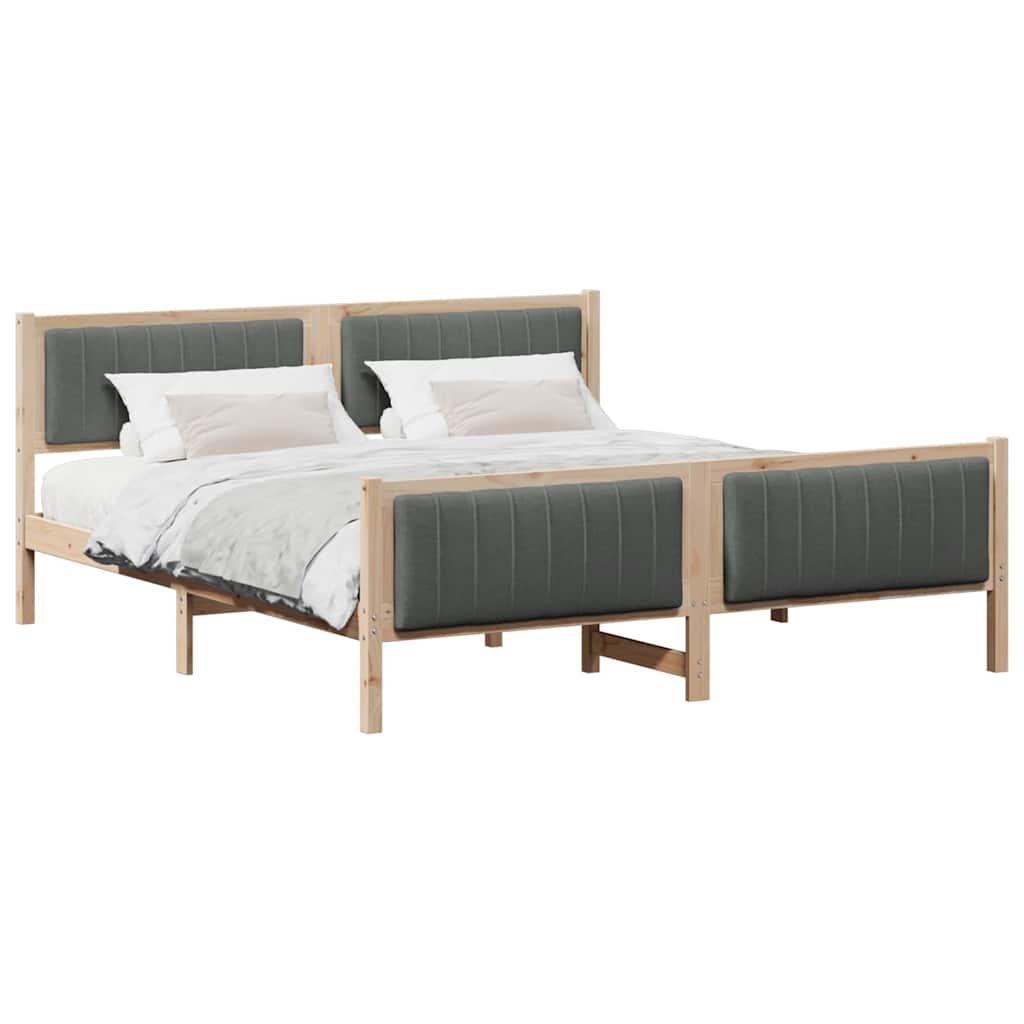 Brown and Dark Grey Platform Bed Frame for Queen Mattress