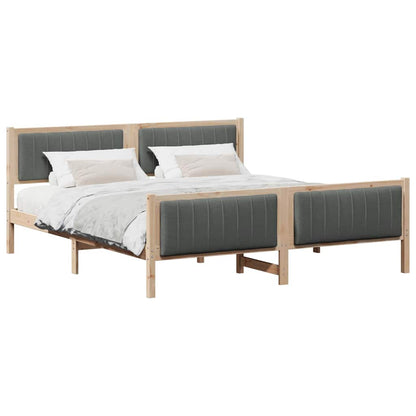 Brown and Dark Grey Platform Bed Frame for Queen Mattress