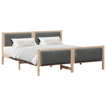 Brown and Dark Grey Platform Bed Frame for Queen Mattress