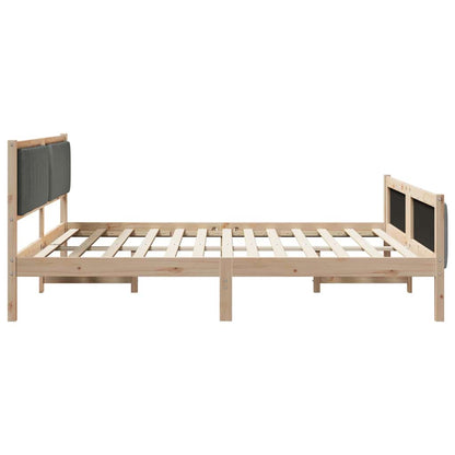 Brown and Dark Grey Platform Bed Frame for Queen Mattress