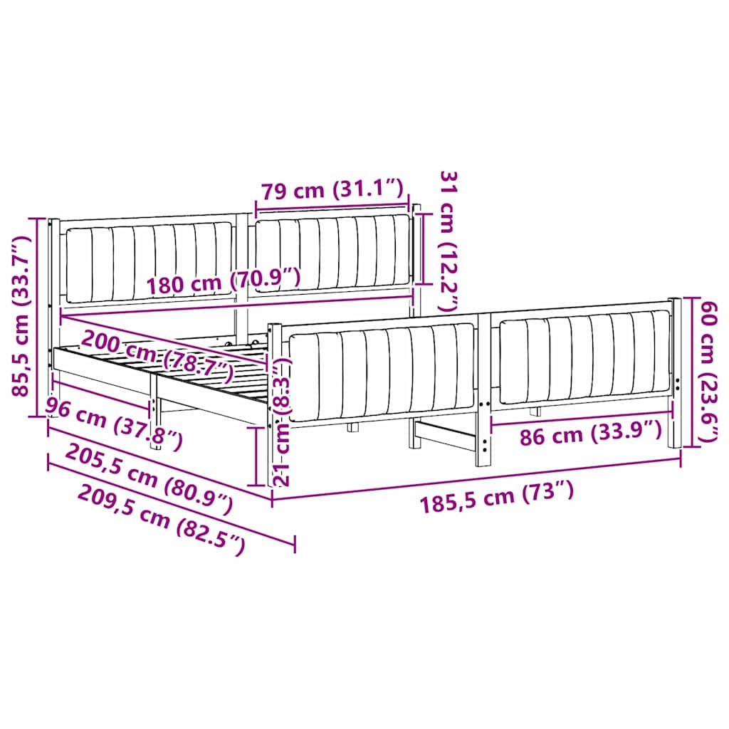 Brown and Dark Grey Platform Bed Frame for Queen Mattress
