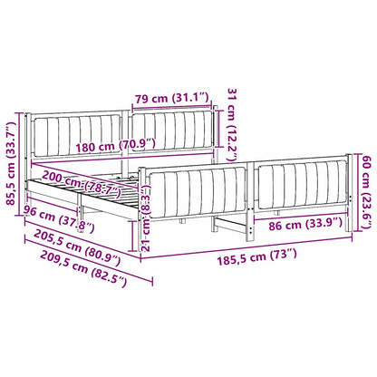 Brown and Dark Grey Platform Bed Frame for Queen Mattress