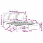 Modern Bed Frame with Headboard Brown Solid Pine Wood - High Quality