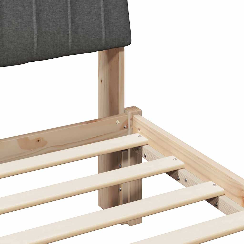 Luxury Bed Frame with Headboard Brown Solid Pine Wood - Sturdy Frame