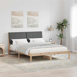 Luxury Bed Frame with Headboard Brown Solid Pine Wood - Sturdy Frame