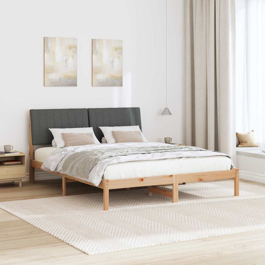 Luxury Bed Frame with Headboard Brown Solid Pine Wood - Sturdy Frame