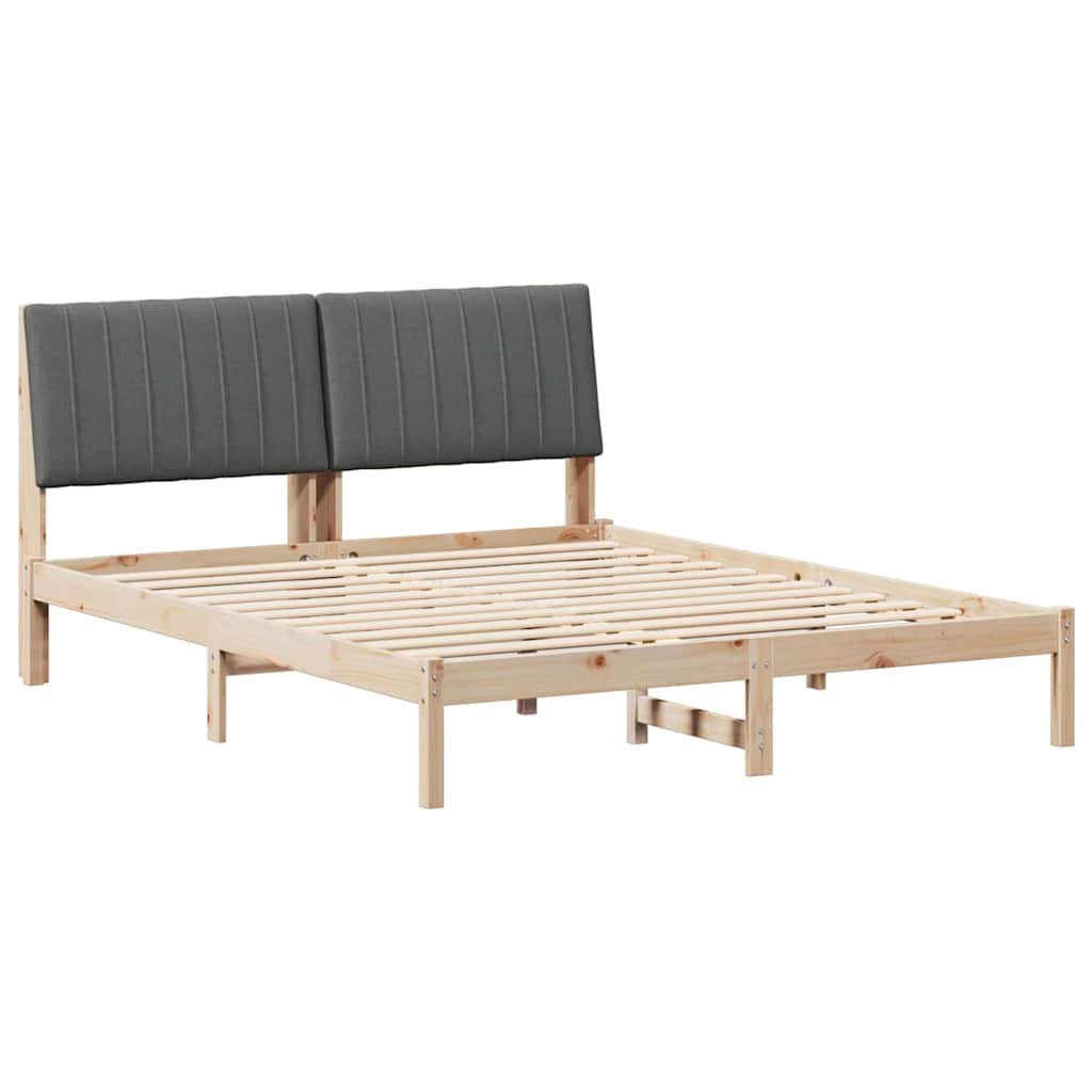 Luxury Bed Frame with Headboard Brown Solid Pine Wood - Sturdy Frame