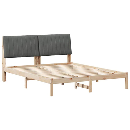 Luxury Bed Frame with Headboard Brown Solid Pine Wood - Sturdy Frame