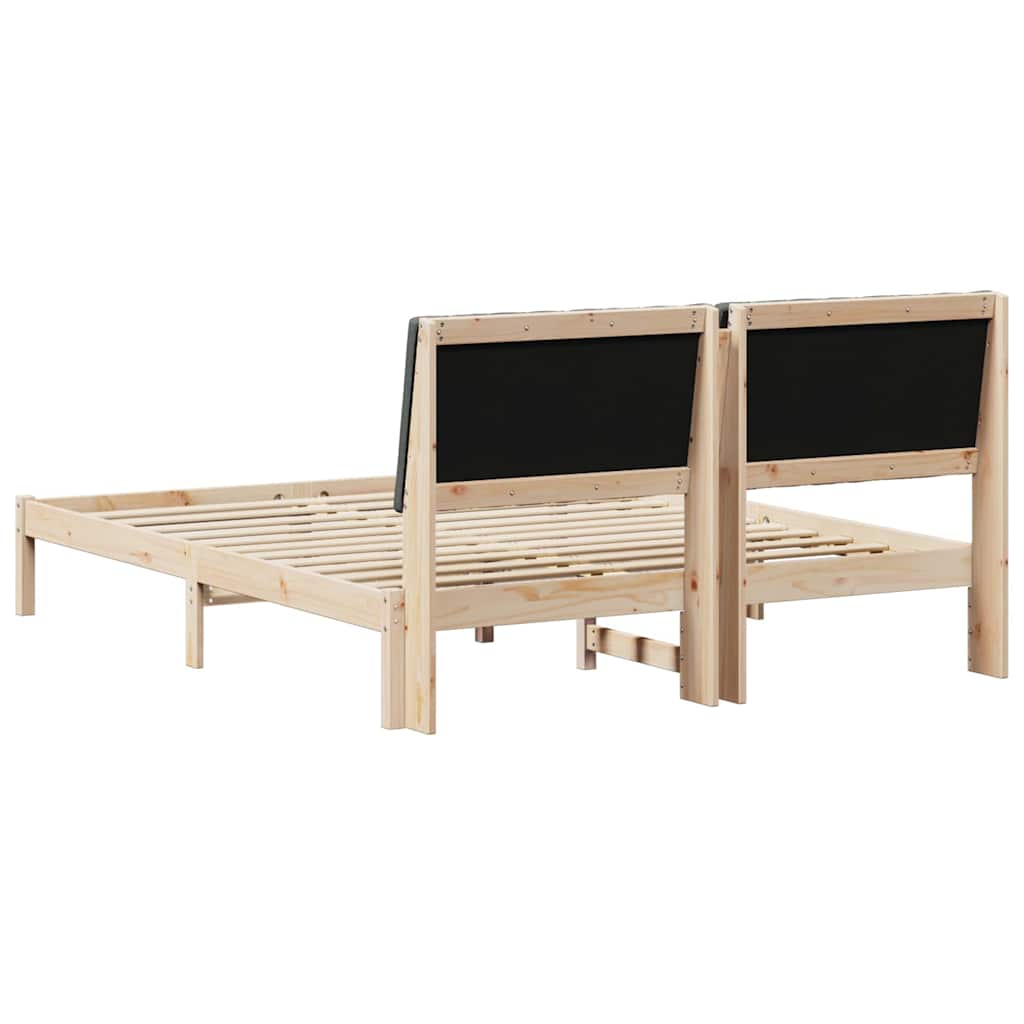 Luxury Bed Frame with Headboard Brown Solid Pine Wood - Sturdy Frame