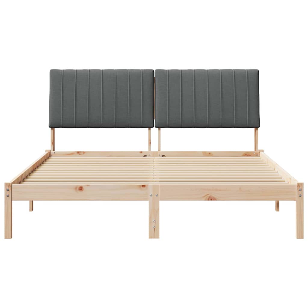 Luxury Bed Frame with Headboard Brown Solid Pine Wood - Sturdy Frame