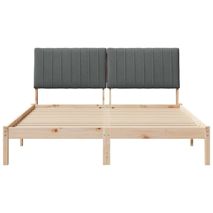 Luxury Bed Frame with Headboard Brown Solid Pine Wood - Sturdy Frame