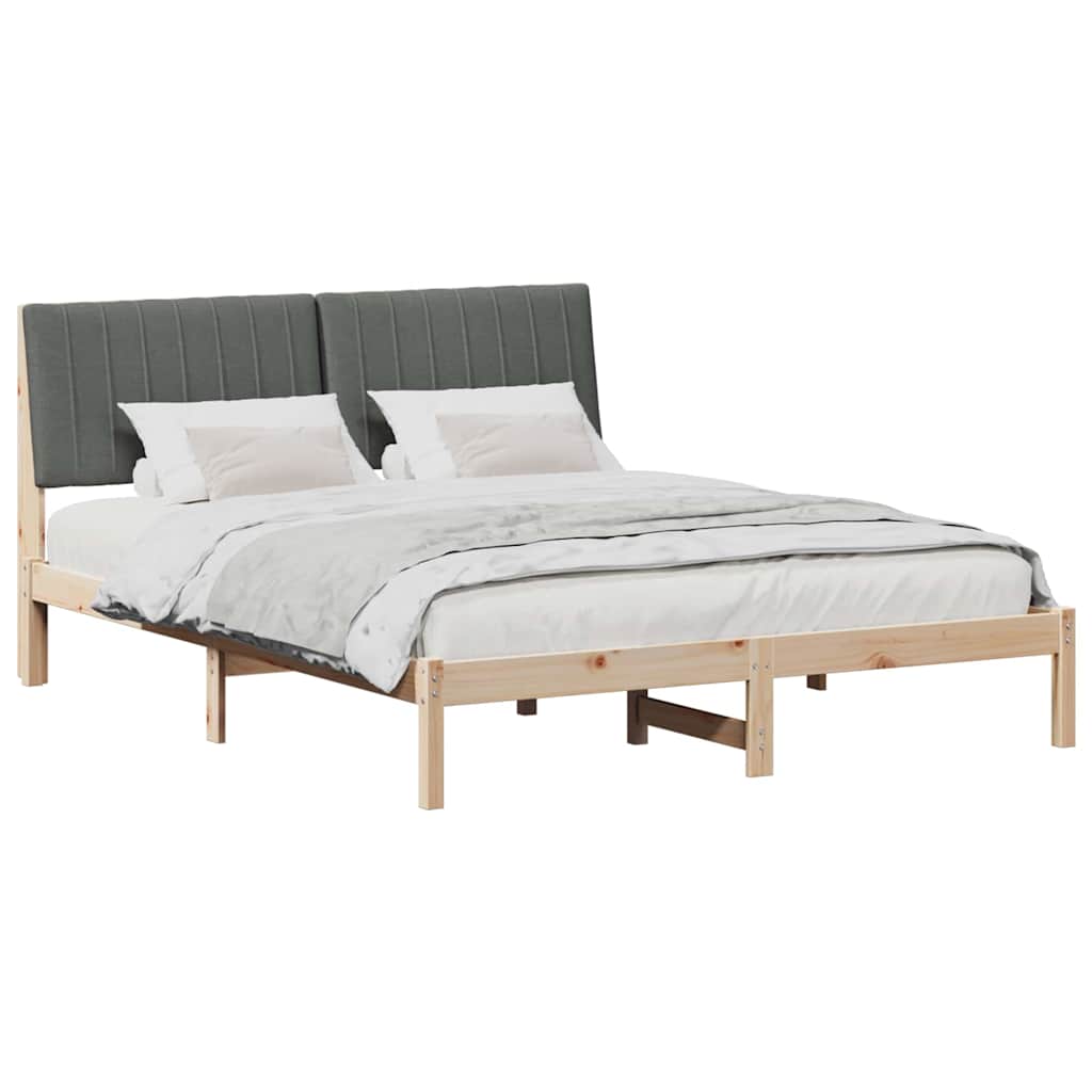 Luxury Bed Frame with Headboard Brown Solid Pine Wood - Sturdy Frame