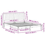 Luxury Bed Frame with Headboard Brown Solid Pine Wood - Sturdy Frame