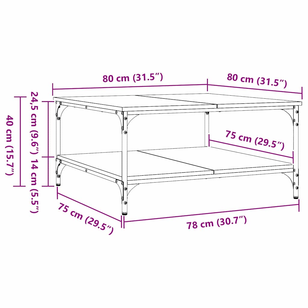 Stylish Coffee Table Black oak Engineered Wood - Sturdy Frame