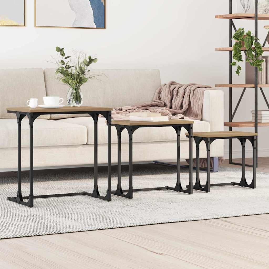 Stylish Nesting Coffee Table 3 pcs Artisan oak 50- High Quality