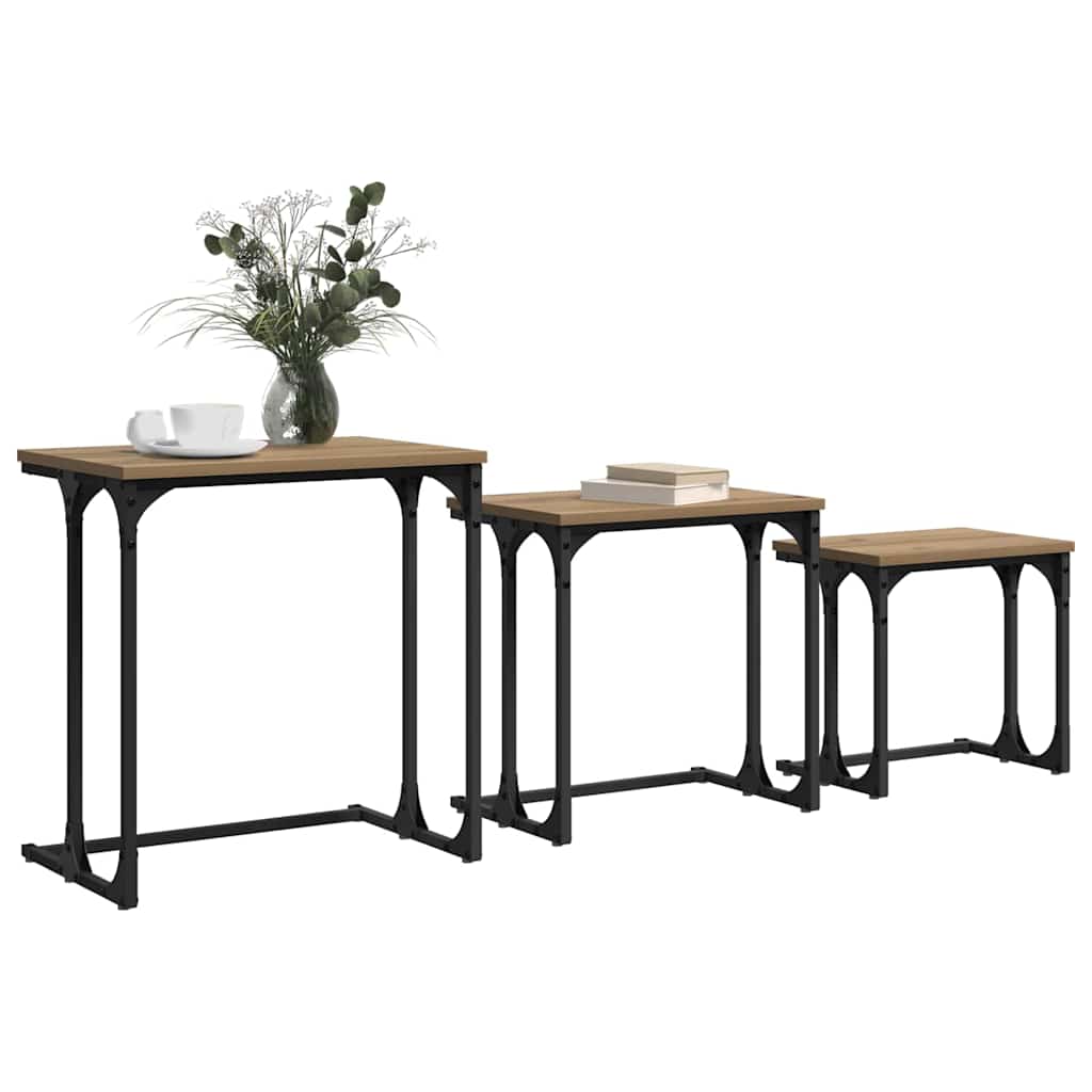 Stylish Nesting Coffee Table 3 pcs Artisan oak 50- High Quality