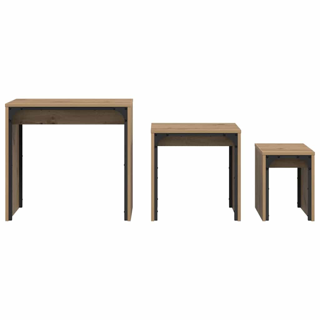 Compact Nesting Coffee Table 3 pcs Artisan oak - Durable