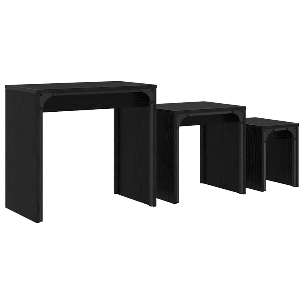 Versatile Nesting Coffee Table 3 pcs Black oak - Space-Saving Style