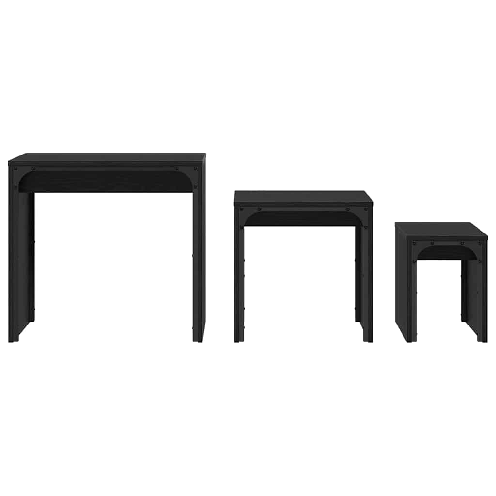 Versatile Nesting Coffee Table 3 pcs Black oak - Space-Saving Style
