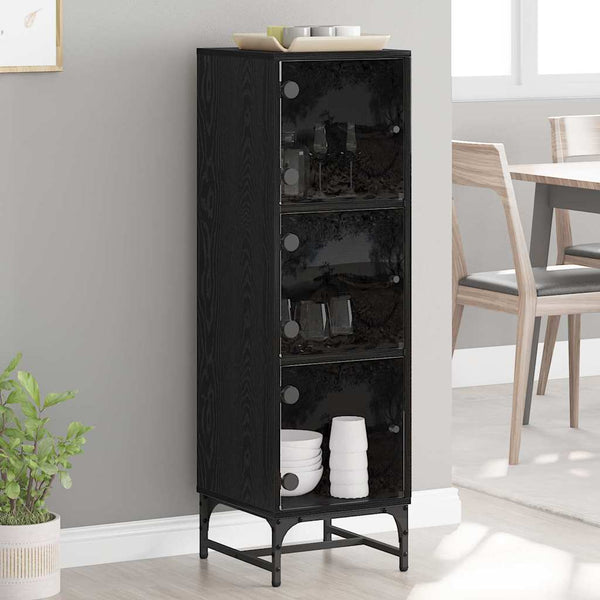  Versatile Highboard Black oak Engineered wood - High Quality Build