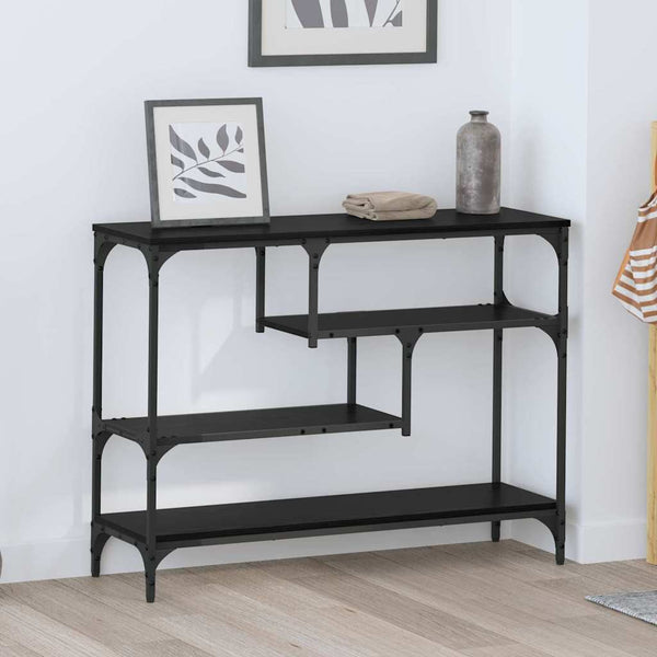  Elegant Console Table Black oak Engineered wood - Durable