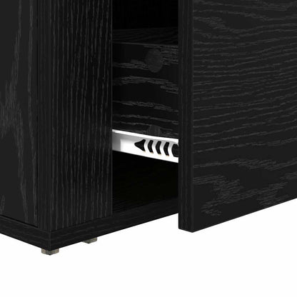 Compact Bedside Cabinet Black oak Engineered wood - Home Dacor