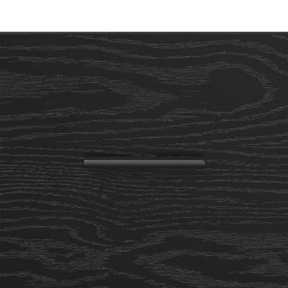 Compact Bedside Cabinet Black oak Engineered wood - Home Dacor