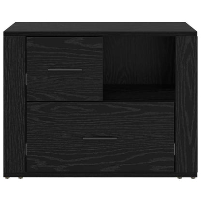 Compact Bedside Cabinet Black oak Engineered wood - Home Dacor