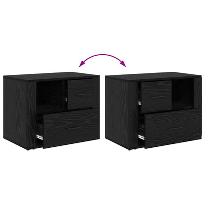 Compact Bedside Cabinet Black oak Engineered wood - Home Dacor